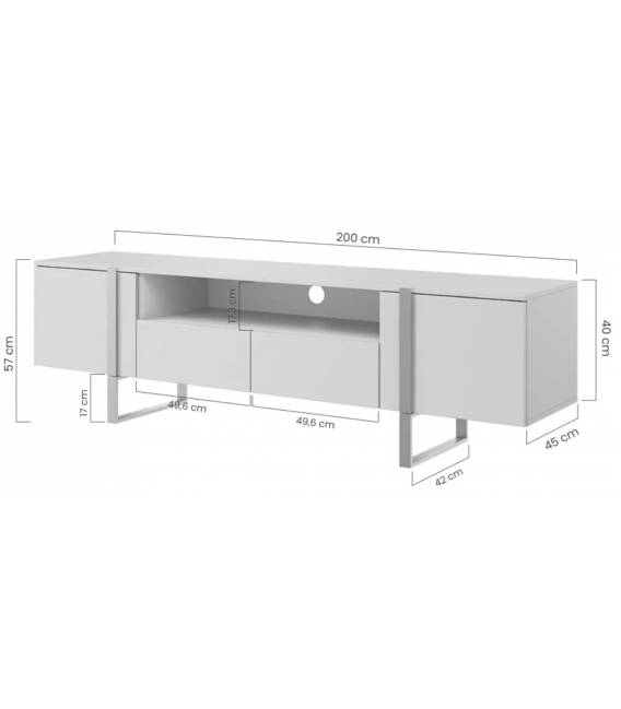 TV staliukas ERICA 200x45 ąžuolinis/auksinės kojos