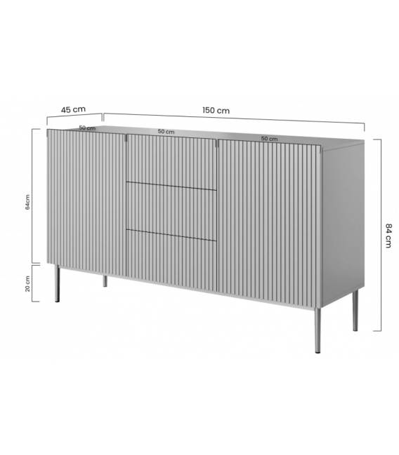 Komoda NICOLE 150x45 kašmyro/auksinės kojos