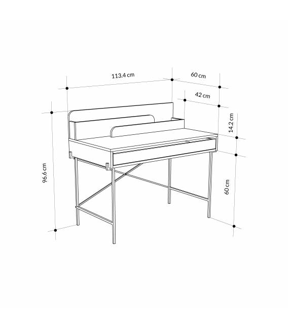 Darbo stalas LEILA 113,4x60 baltas su pilku