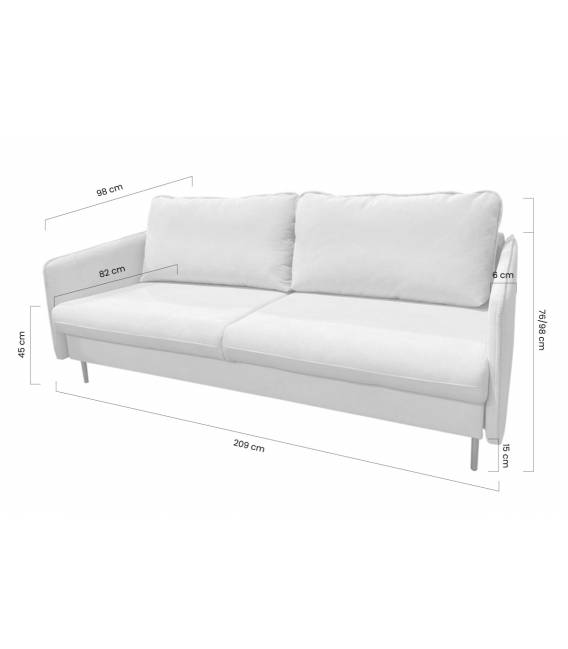 Sofa lova TEILI 207x98 pilka/aukso kojos